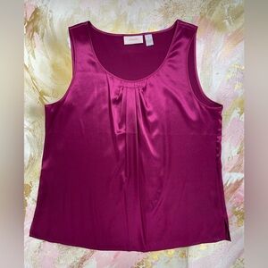 Chico’s magenta pleated sleeveless satin top 1/M